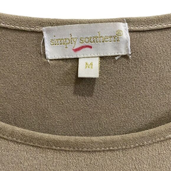 SIMPLY SOUTHERN suede polyester bell sleeved short dress in Tan - sz MEDUIM - Picture 6 of 8